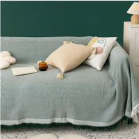 Jeté Nordique en Coton Uni Vert Vert / 90x90cm