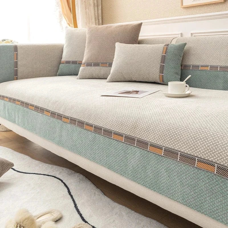 Protège Canapé en Chenille Douce Beige