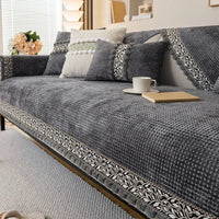 Protège Canapé en Chenille Douce Gris Foncé 1 / 70x70cm