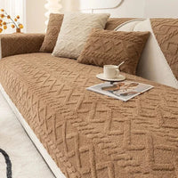 Protège Canapé en Peluche Tissé Marron Marron / 70x70cm 1pc